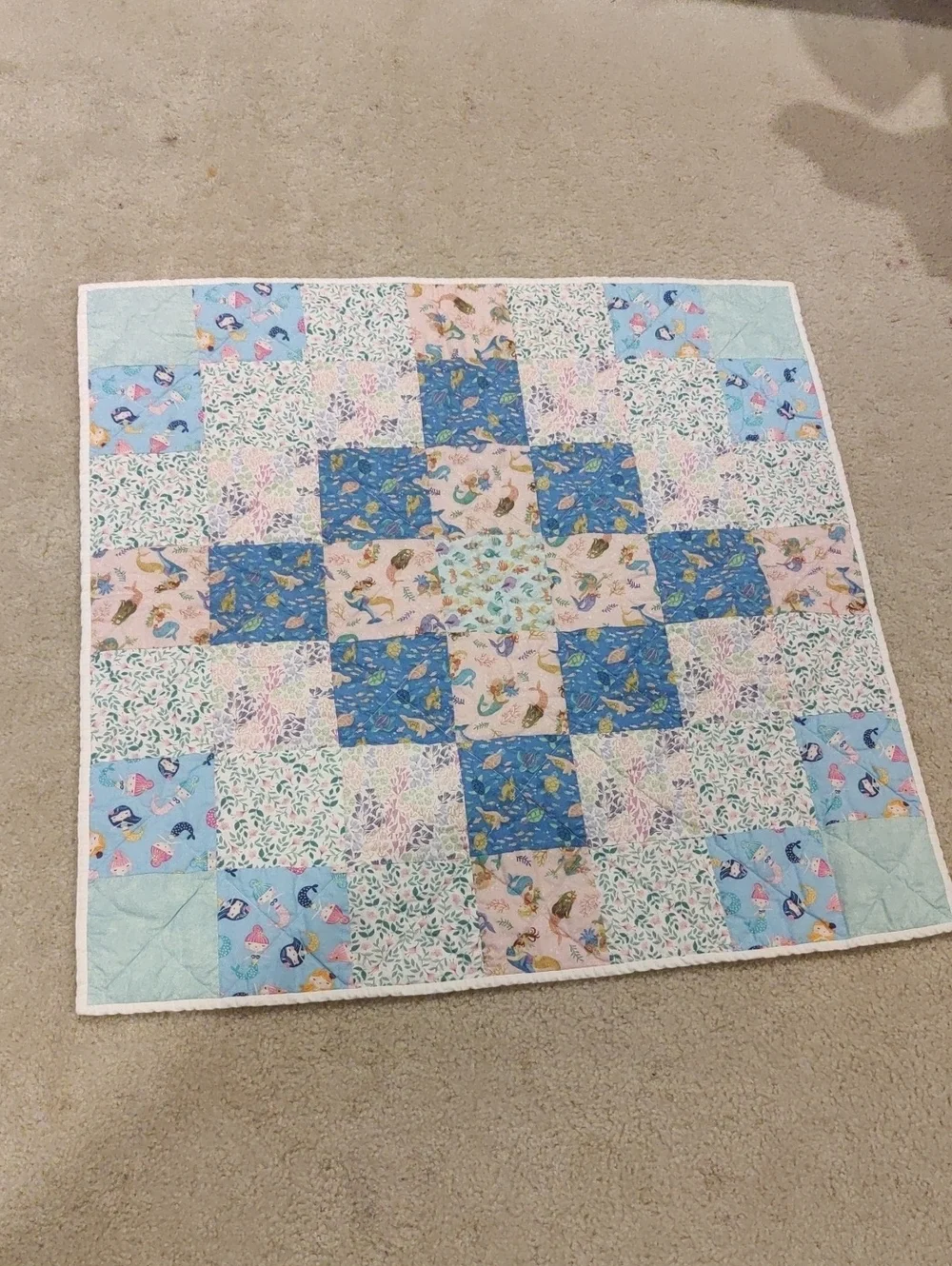 Handmade Patchwork Baby Girl's Quilt Square Y2K Cottagecore Retro Inspired Core